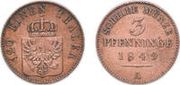 Germany 3 Pfennigs Germany Kingdom of Prussia German states 1849 A 3 Pfenninge - Frederick William IV Copper Berlin Mint 4.5g XF KM 453 AKS 90 J 52 -