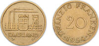 Germany 20 Francs Germany Saar Third Reich 1954 20 Franken Aluminium bronze Paris Mint (12950000) 4g AU KM 2 J 802 Schön 2 -
