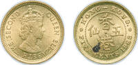 China 5 Cents China Hong Kong 1963 5 Cents - Elizabeth II (1st portrait; security edge) Nickel brass (7000000) 2.63g UNC KM 29.1 -