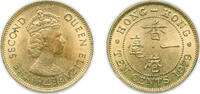 China 10 Cents China Hong Kong 1979 10 Cents - Elizabeth II (1st portrait; reeded edge) Nickel brass (101500000) 4.52g UNC KM 28.3 -
