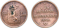 Norway ½ Skilling Norway 1840 ½ Skilling - Carl XIV Copper (2558000) 4.57g VF KM 305 KM 305.1 KM 305.2 -