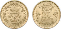 Morocco 20 Francs Morocco AH1371 (1951) 20 Francs - Mohammed V Bronce de aluminio 3.94g UNC KM E42 Lec 276 -