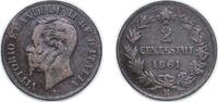 Italy 2 Centesimi Italy Kingdom 1861 M 2 Centesimi - Victor Emmanuel II Bronze Milan Mint (37500000) 1.95g VF KM 2 -
