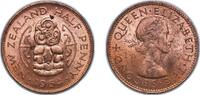New Zealand ½ Penny New Zealand 1964 ½ Penny - Elizabeth II (1st portrait) Bronze (2880000) 5.67g UNC KM 23.1 KM 23.2 -