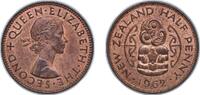 New Zealand ½ Penny New Zealand 1962 ½ Penny - Elizabeth II (1st portrait) Bronze (2880000) 5.76g UNC KM 23.1 KM 23.2 -