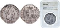 Italy 5 Lire Italy Kingdom 1865 N BN 5 Lire - Victor Emmanuel II Silver (.900) Naples Mint (311623) 25g NGC XF KM 8 -