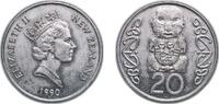 New Zealand 20 Cents New Zealand 1990 20 Cents - Elizabeth II (3rd portrait; Pukaki) Copper-nickel 11.3g UNC KM 81 -