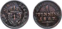 Germany 1 Pfennig Germany Kingdom of Prussia German states 1867 B 1 Pfenning - William I Copper 1.46g VF AKS 108 Old/Mue 2 426, 429, 433 KM 480 Ka -