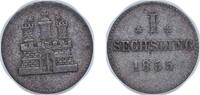Germany 1 Sechsling Germany Free Hanseatic city of Hamburg 1855 1 Sechsling Billon (.250 silver) (1841000) 0.76g VF KM 585 AKS 28&29 -
