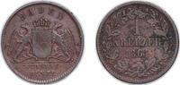 Germany 1 Kreuzer Germany Grand-duchy of Baden German states 1861 1 Kreuzer - Frederick I Copper (725920) 4.05g XF KM 242 AKS 132 -
