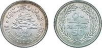 Lebanon 50 Piastres Lebanon Republic 1952 50 Qirshā / Piastres Silver (.600) (7200000) 5.02g UNC KM 17 Schön 18 -