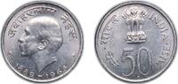 India 50 Paise India 1964 50 Paise (Jawaharlal Nehru - Hindi legend) Nickel Mumbai Mint 5g UNC KM 57 -