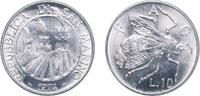 San Marino 10 Lire San Marino Republic 1974 10 Lire (Honeybee; FAO) Aluminium (96.2% Aluminium, 3.5% Mangnesium, 0.3% Manganese) Rome Mint (1276162 -