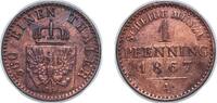 Germany 1 Pfennig Germany Kingdom of Prussia Second Empire 1867 A 1 Pfenning - William I Copper Berlin Mint 1.43g AU AKS 108 Old/Mue 2 426, 429, 4 -