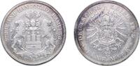 Germany 5 Mark Germany Free Hanseatic city of Hamburg German states 1875 J 5 Mark Silver (.900) Hamburgische Münze Mint (286000) 27.37g VF KM 5 -