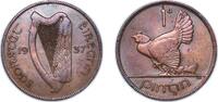 Ireland 1 Penny Ireland Irish Free State 1937 1 Pingin Bronze Royal Mint (5400000) 9.45g XF KM 3 Sp 6630 -