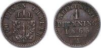Germany 1 Pfennig Germany Kingdom of Prussia German states 1865 A 1 Pfenning - William I Copper Berlin Mint 1.5g XF AKS 108 Old/Mue 2 426, 429, 43 -