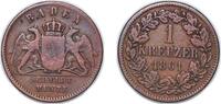 Germany 1 Kreuzer Germany Grand-duchy of Baden German states 1861 1 Kreuzer - Frederick I Copper Munich Mint (725920) 4g XF KM 242 AKS 132 -