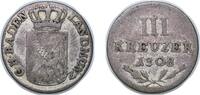 Germany 3 Kreuzer Germany Grand-duchy of Baden German states 1808 3 Kreuzers - Charles I Frederick Billon (.313 silver) Berlin Mint (410380) 1.423 -