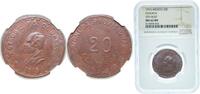 Mexico 20 Centavos Oaxaca, State of 1915 20 Centavos (Provisional Government; Unfinished Truncation) Copper 11.7g NGC MS 62 KM 729 G-B 327 G-B 331 -