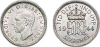 Great Britain 6 Pence Great Britain Kingdom 1944 6 Pence - George VI (1st coinage) Silver (.500) Royal Mint (Tower Hill) (37952600) 2.82g UNC KM 852 S -