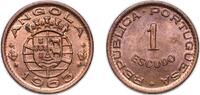 Angola 1 Escudo Angola Portuguese Overseas Province 1963 1 Escudo Bronze (95% Copper, 3% Zinc, 2% Tin) Lisbon Mint (5000000) 8.03g UNC KM 76 Sch -