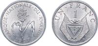 Rwanda 1 Franc Rwanda Republic 1977 1 Franc Aluminium (98.3-97.6% Aluminium, 2.4-1.7% Magnesium) Royal Mint (15000000) 1.09g UNC KM 12 Schön 13 -