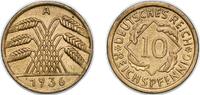 Germany 10 Reichspfennig Germany Germany - 1871-1948 Weimar Republic 1936 A 10 Reichspfennig Aluminium bronze Berlin Mint (24526894) 3.98g UNC KM 40 AKS -