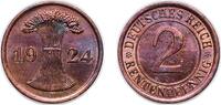 Germany 2 Reichspfennig Germany Germany - 1871-1948 Weimar Republic 1924 A 2 Reichspfennig Bronze Berlin Mint (19619699) 3.32g AU KM 38 AKS 54 J 314 Sch -