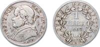 Papal States 1 Lira Italy Papal States Italian states 1867 R 1 Lira - Pius IX (Large bust; PON MAX) Silver (.835) Rome, Italy 4.95g XF KM 1378 MIR 3 -