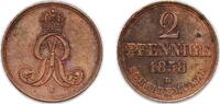 Kingdom of Hannover 2 Pfennigs Germany Kingdom of Hannover German states 1858 B 2 Pfennige - George V Copper Hanover Mint 4.03g AU AKS 153 Jaeg 8 HB 91 KM 234 -