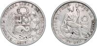 Peru 1 Sol Peru Republic 1879 YJ 1 Sol Silver (.900) (Copper .100) 25g XF KM 196 -