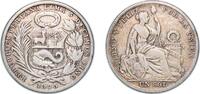 Peru 1 Sol Peru Republic 1925 1 Sol Silver (.500) (Copper .400, Nickel .100) (1291000) 24.6g VF KM 218 -