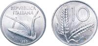 Italy 10 Lire Italy Republic 1953 R 10 Lire Aluminium (96.2% Aluminium, 3.5% Magnesium, 0.3% Manganese) (151500000) 1.62g UNC KM 93 Schön 93 -