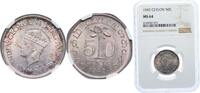 Ceylon (1597-1972) 50 Cents Sri Lanka Ceylon (1597-1972) 1942 50 Cents - George VI Silver (.800) (662000) 5.832g NGC MS 64 KM 114 -