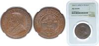 South African Republic 1 Penny South Africa South African Republic 1894 1 Penny Bronze (95.5% Copper, 3% Tin, 1.5% Zinc) (10769) 9.4g NGC AU 58 KM 2 Hern Z1 He -