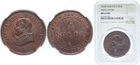 Papal States 4 Soldi Italy Papal States 1868 R 4 Soldi / 20 Centesimi - Pius IX Copper Rome Mint (4876000) 20g NGC MS 62 KM 1374 MIR 3172 Munt 58 Ber -