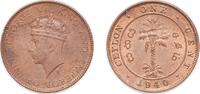 Ceylon (1597-1972) 1 Cent Sri Lanka Ceylon (1597-1972) 1940 1 Cent - George VI Copper Kolkata / Calcutta / Murshidabad Mint (10190000) 4.7g AU KM 111 -