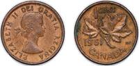 Canada 1 Cent Canada Commonwealth 1961 1 Cent - Elizabeth II (1st portrait) Bronze (98% copper, 0.5% tin, 1.5% zinc) (139598404) 3.27g XF KM 4 -