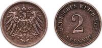 Germany 2 Pfennigs Germany Germany - 1871-1948 Second Empire 1907 A 2 Pfennigs - Wilhelm II (type 2 - small shield) Copper (13467957) 3.36g XF KM 1 -
