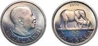 Malawi 20 Tambala Malawi Republic 1971 20 Tambala Copper-nickel (75% Copper, 25% Nickel) (3000000) 11.65g BU KM 11 Schön 11 Schön 18 -