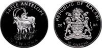 Malawi 10 Kwacha Malawi Republic 2003 10 Kwacha (Sable Antelope) Silver plated brass 24.09g PF KM 106 Schön 70.1 -