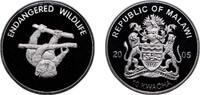 Malawi 10 Kwacha Malawi Republic 2005 10 Kwacha (Lemur hanging from branch) Silver plated copper-nickel 23.36g PF KM 82 -