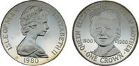 Isle of Man 1 Crown Isle of Man Dependency of the British Crownlocated Elizabeth II 1980 PM 1 Crown 80th Anniversary of Queen Mother -