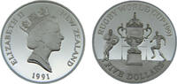New Zealand 5 Dollars New Zealand Elizabeth II 1991 5 Dollars Elizabeth II 3rd Portrait, Rugby World Cup -