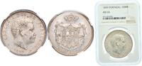 Portugal 1000 Réis Portugal Kingdom 1899 1000 Réis - Carlos I Silver (.9167) (1500000) 25g NGC AU 55 KM 540 Gomes C1 13 -