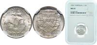 Portugal 2.50 Escudos Portugal Second Republic 1951 2.50 Escudos Silver (.650) Imprensa Nacional - Casa da Moeda, Lisbon (4000000) 3.5g NGC MS 65 KM -