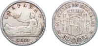 Spain 50 Centimos Spain Provisional Government 1869 *6-9 SNM 50 Centimos - Provisional Government Silver (.835) (452726) 2.49g XF KM 651 -