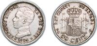 Spain 50 Centimos Spain Kingdom 1904 *1-0 PCV 50 Centimos - Alfonso XIII (4th portrait) Silver (.835) (1303000) 2.5g AU KM 723 -