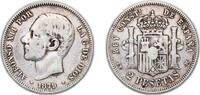 Spain 2 Pesetas Spain Kingdom 1879 *18-79 EMM 2 Pesetas - Alfonso XII Silver (.835) Madrid Mint (5578225) 9.87g VF KM 678 Cal 46 -